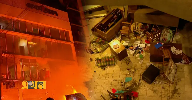 প্রথম আলোর ভবনে আগুন, ছায়ানটে ভাঙচুর